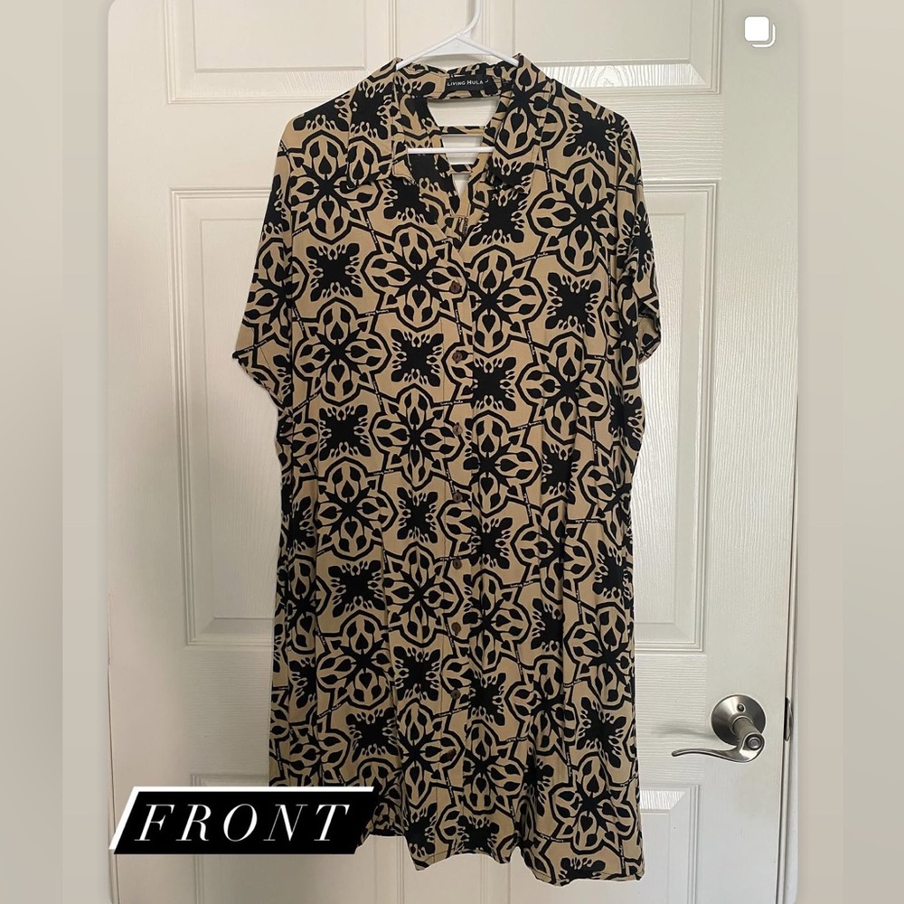Elegant Black and Tan Midi Dress